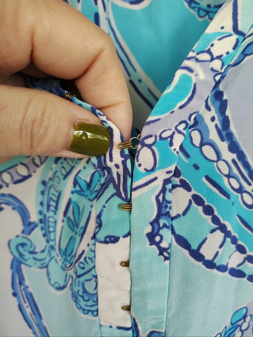 Lilly Pulitzer Elsie Silk Top Searulean Blue Test The Water Print XS Resort Wear